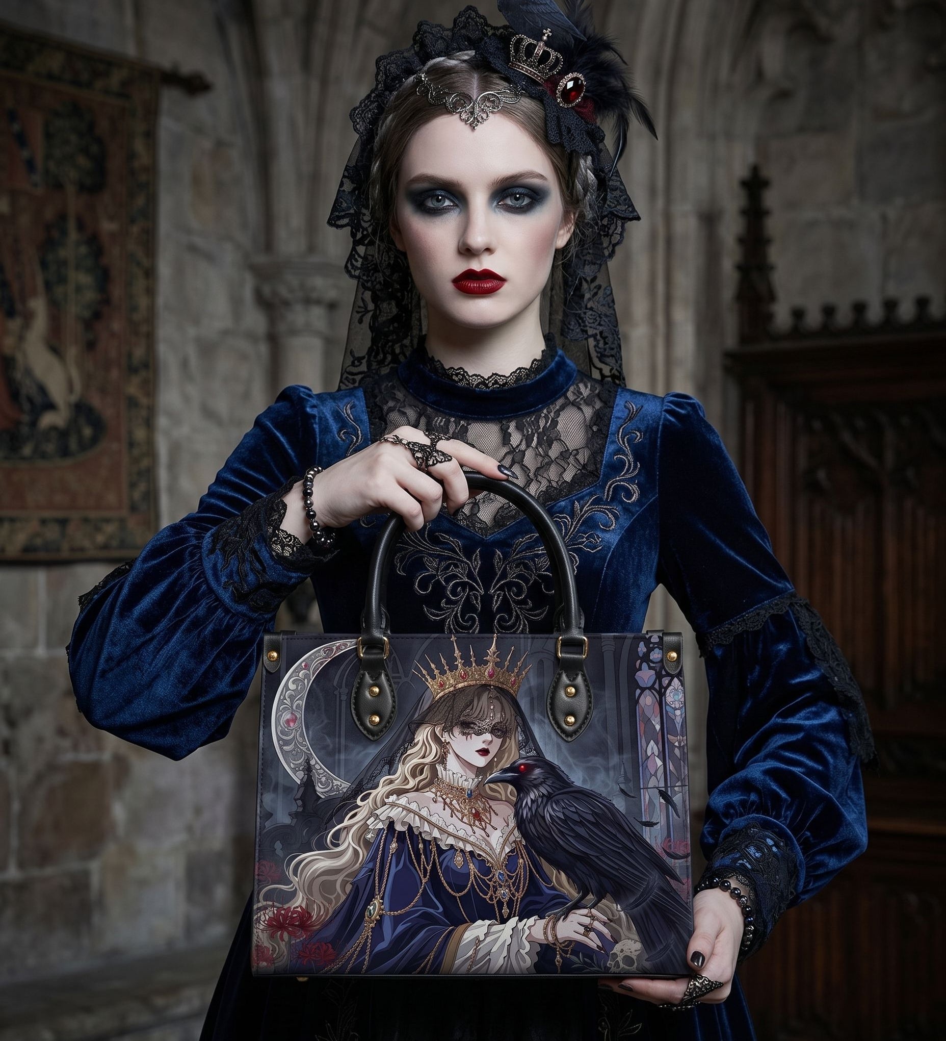 "Raven's Moon Hymn" Leather Handbag