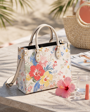 Hibiscus Breeze Leather Handbag