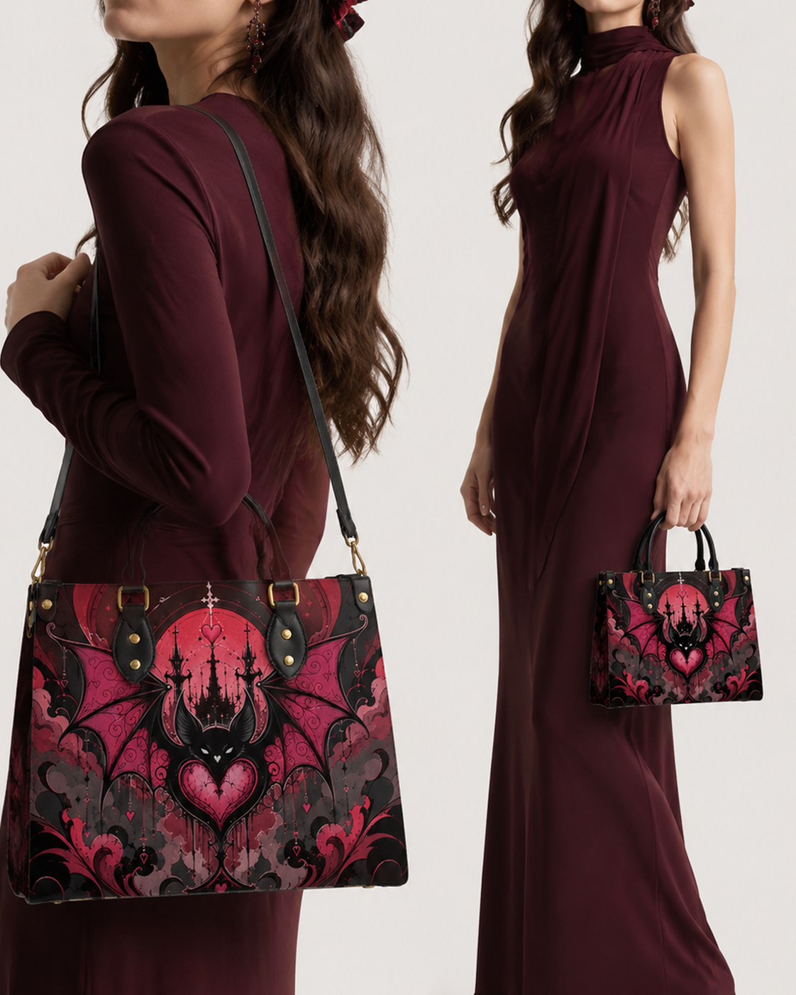 Bat Castle Leather Handbag