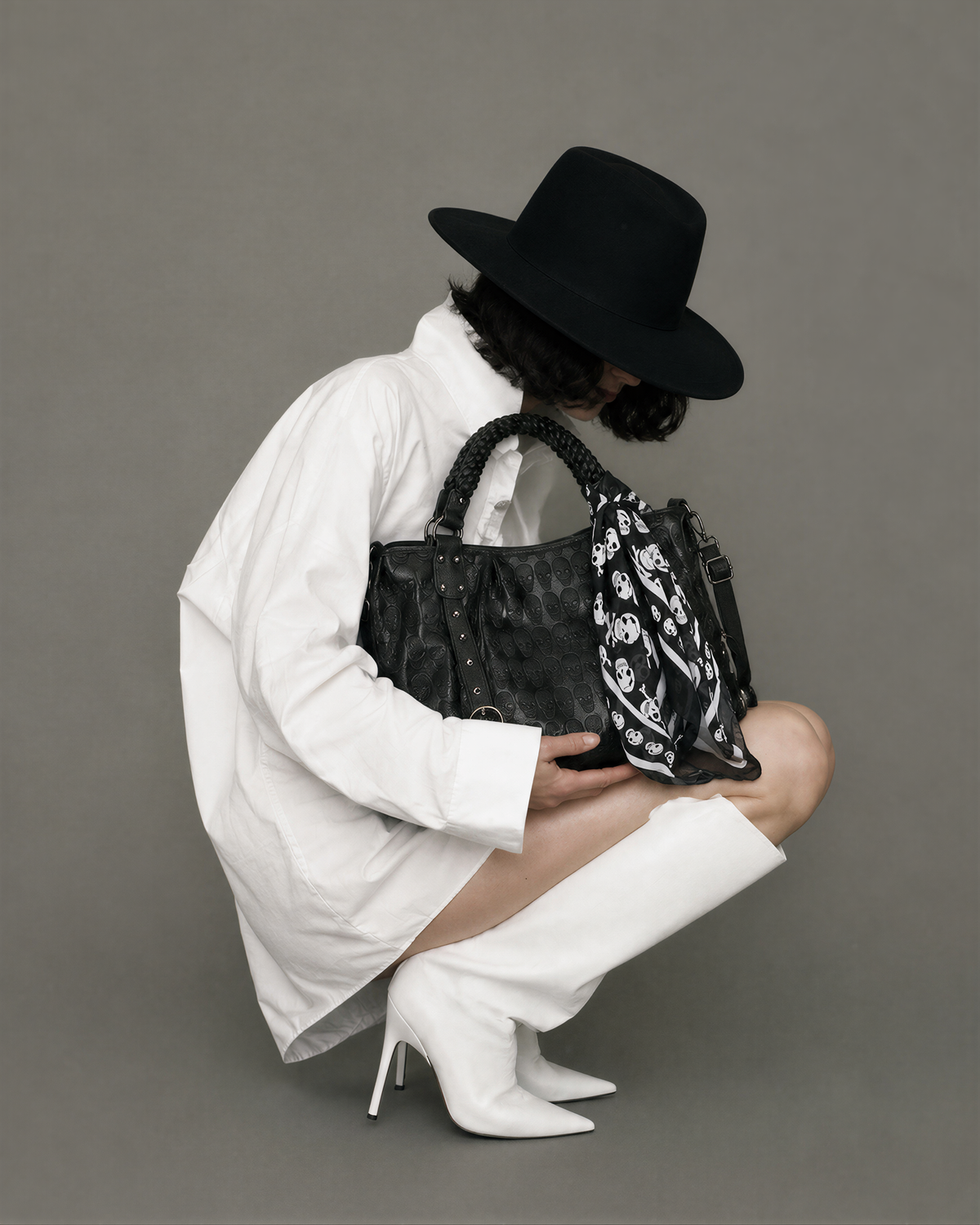 Onyx Skull Embossed Tote Bag