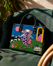 Twin Winged Familiars Leather Handbag