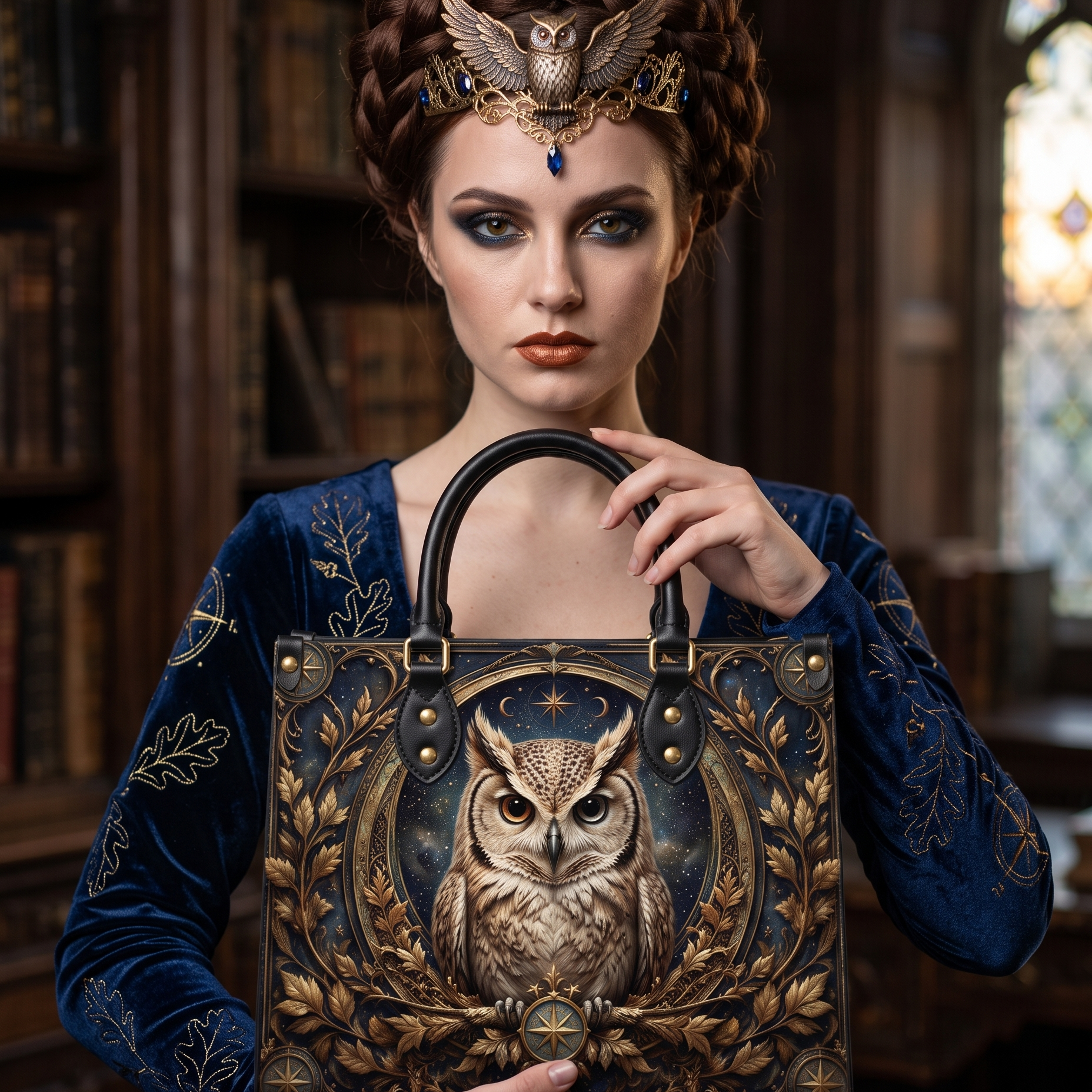 Stellar Owl Leather Handbag