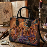 Skull Vortex Leather Handbag
