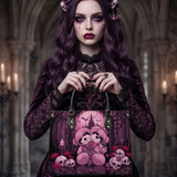 Crimson Moon Bear Leather Handbag