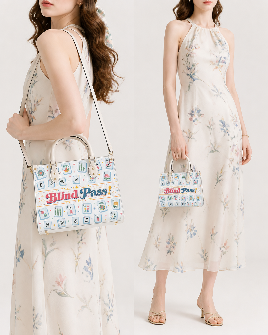 Mahjong Blind Pass Leather Handbag