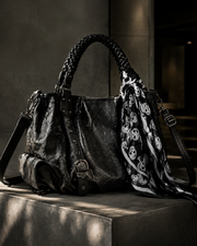 Onyx Skull Embossed Tote Bag