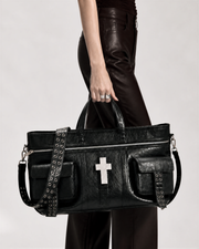 Gothic Cross Multi-Pocket Tote Bag
