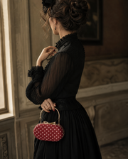 Rouge Polka Velvet Clutch