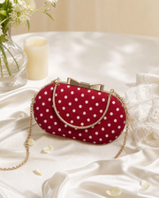Rouge Polka Velvet Clutch