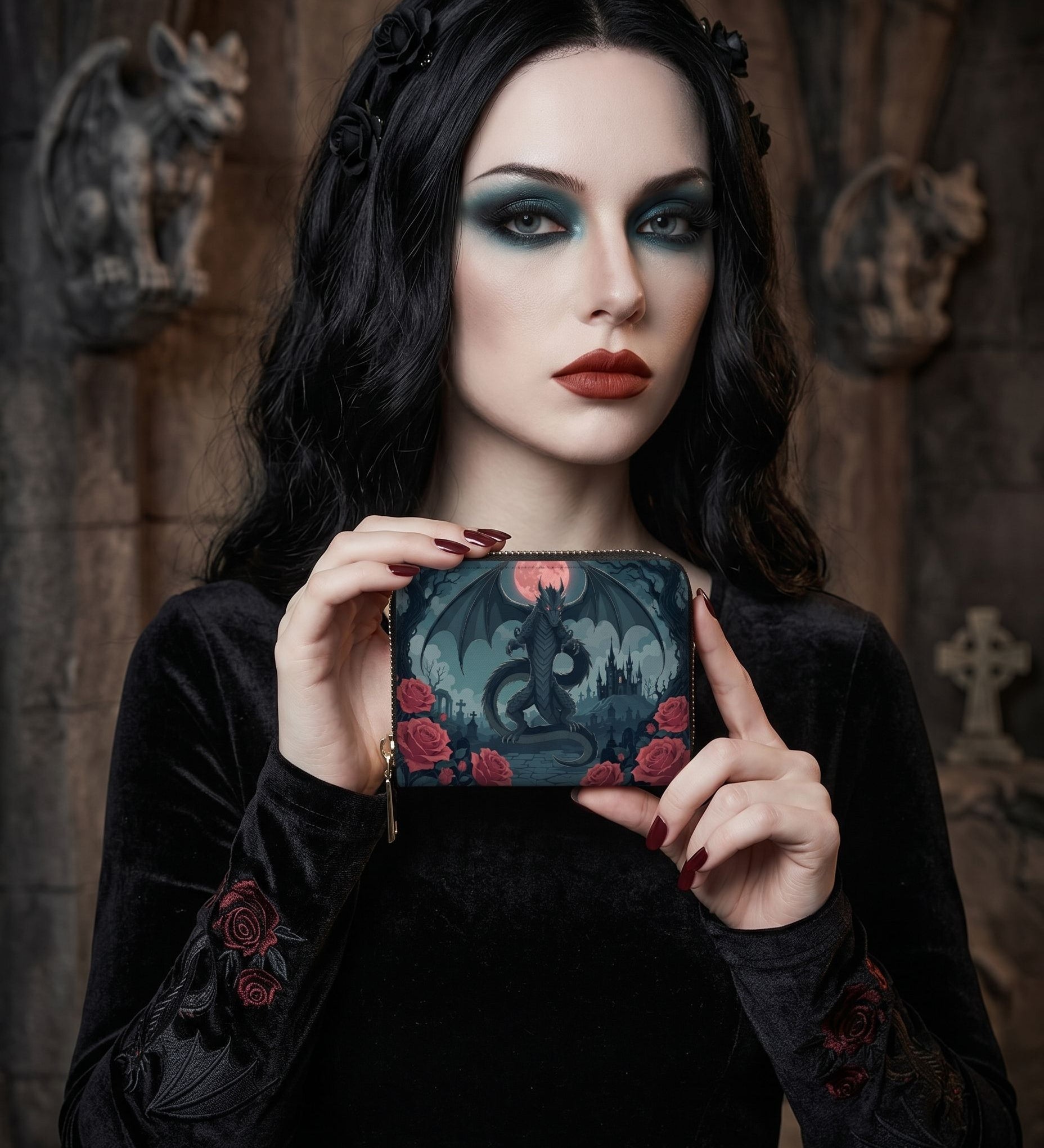"Crimson Moon Dragon" Mini Wallet