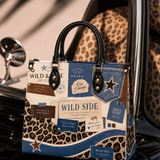 Leopard Denim Leather Handbag
