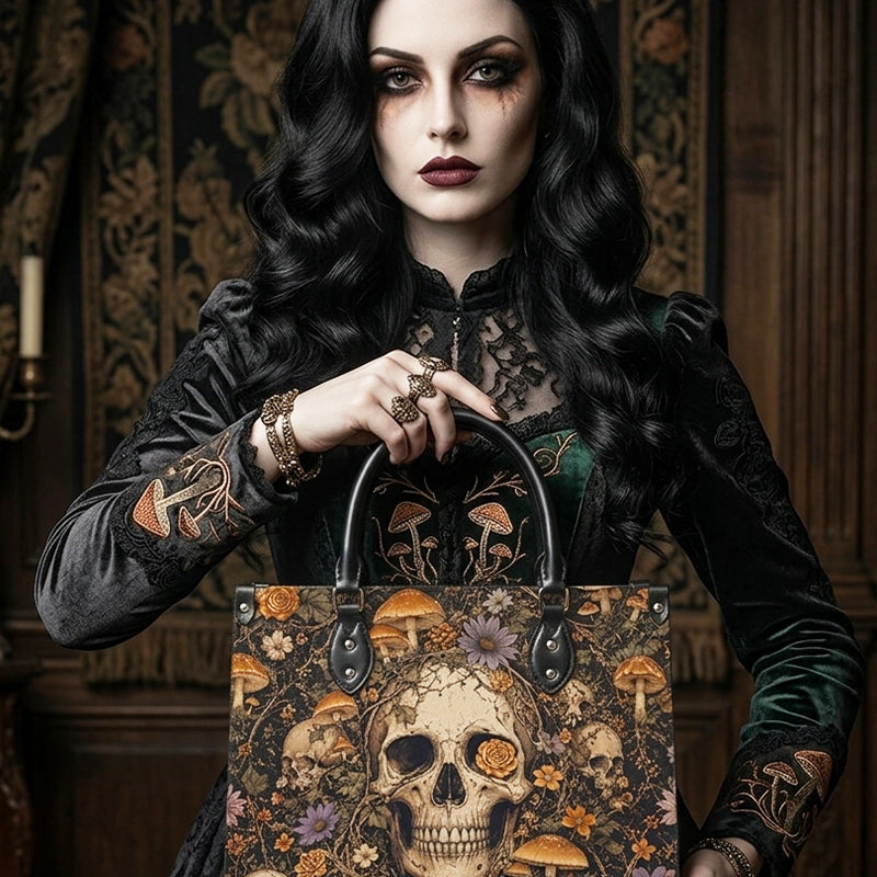 Bones Bloom Leather Handbag
