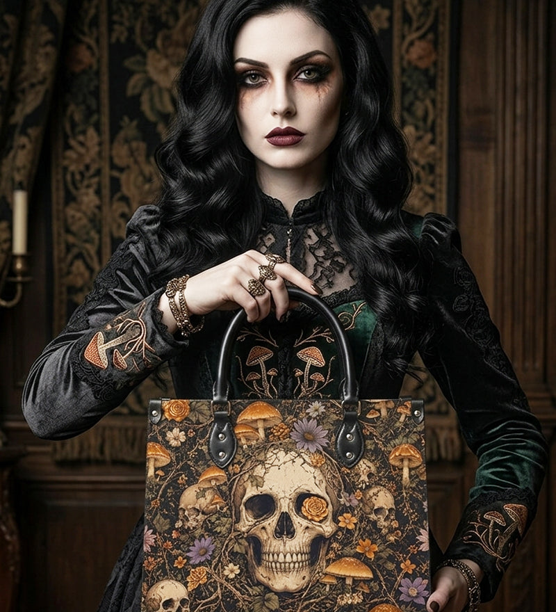 Bones Bloom Leather Handbag