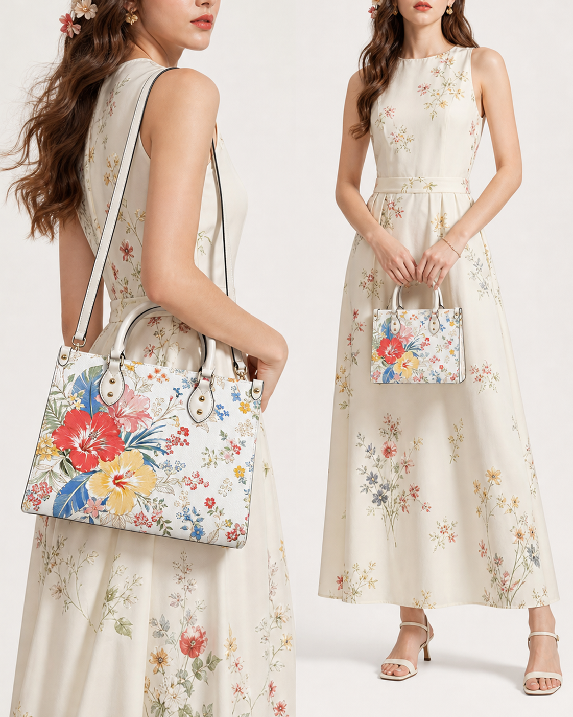 Hibiscus Breeze Leather Handbag