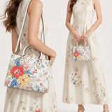 Hibiscus Breeze Leather Handbag