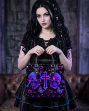Neon Skull Leather Handbag