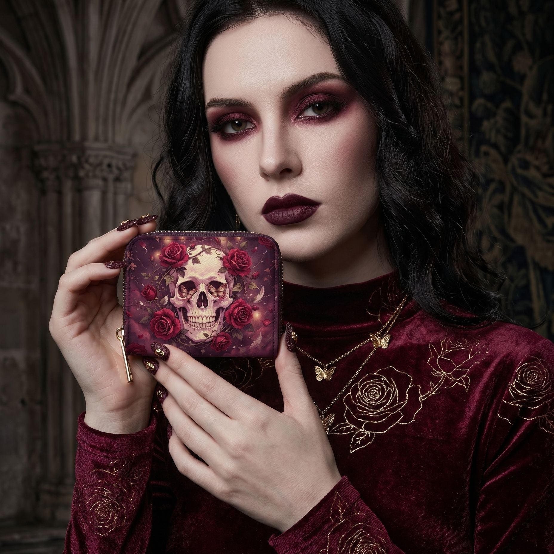 Bone Rose Mini Wallet