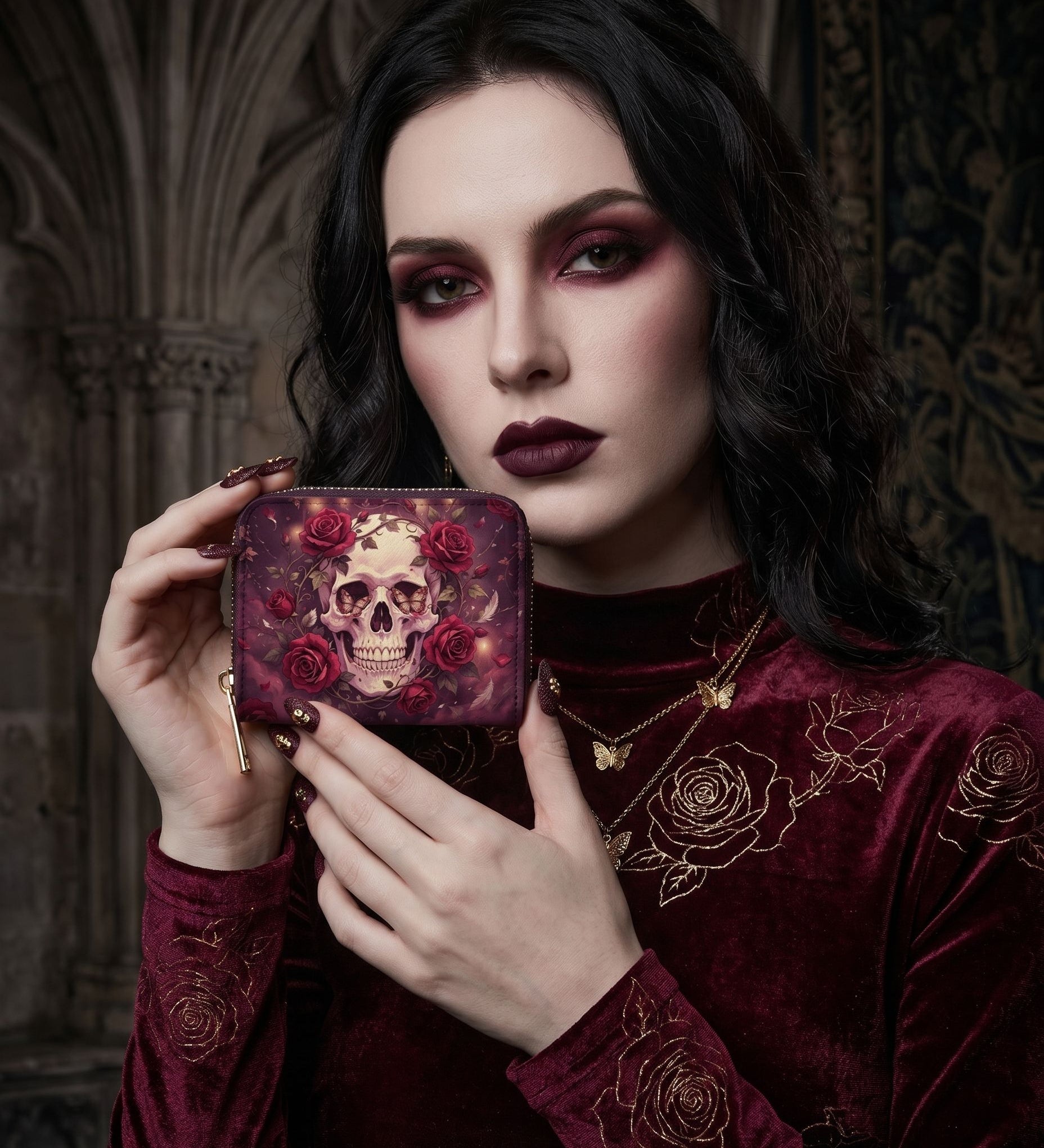 Bone Rose Mini Wallet
