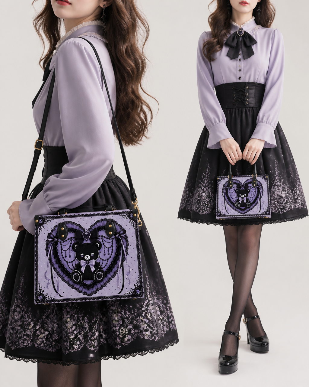 Dark Heart Bear Leather Handbag