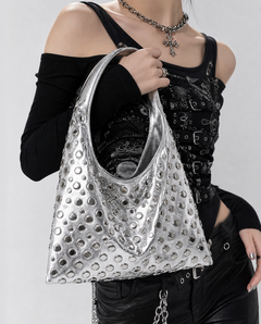 Liquid Silver Studded Hobo