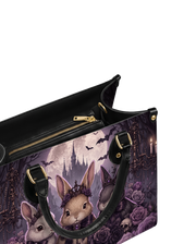 Violet Moon Bunnies Leather Handbag