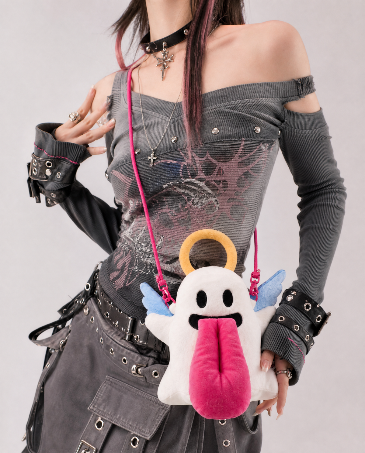 Trick-or-Treat Angel Halloween Tongue-Out Ghost Bag