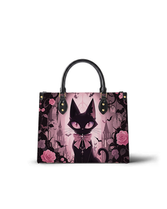 Pink Noir Cat Leather Handbag
