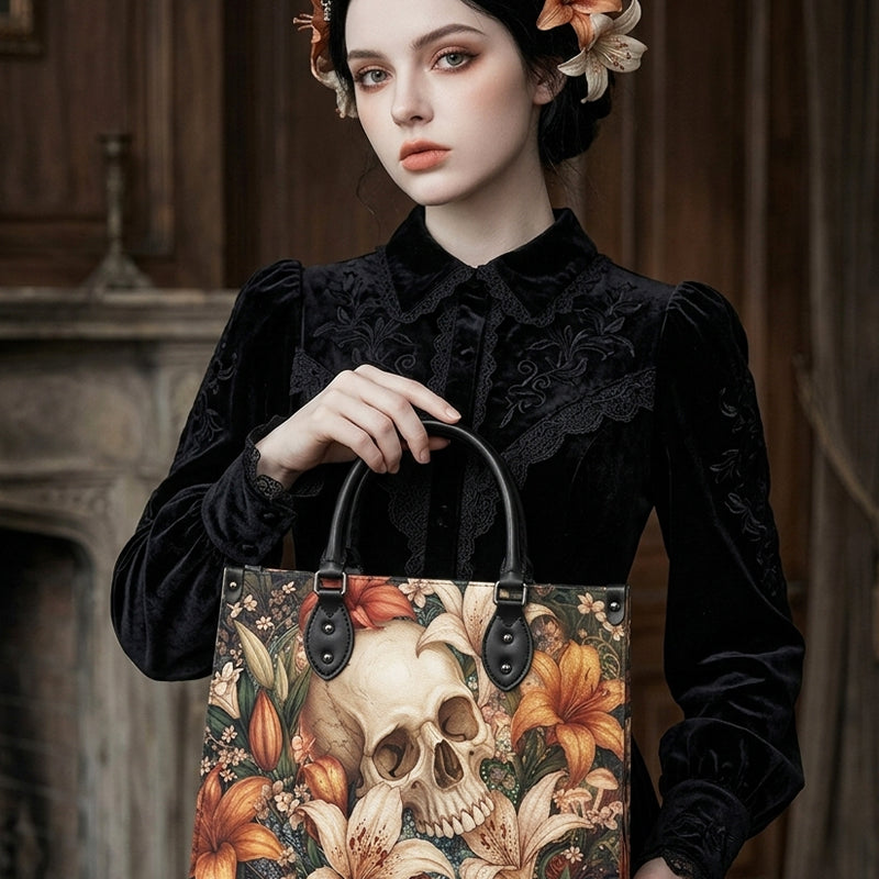 Funeral Lily Leather Handbag