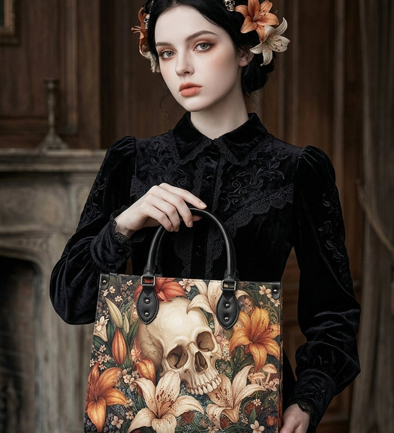 Funeral Lily Leather Handbag