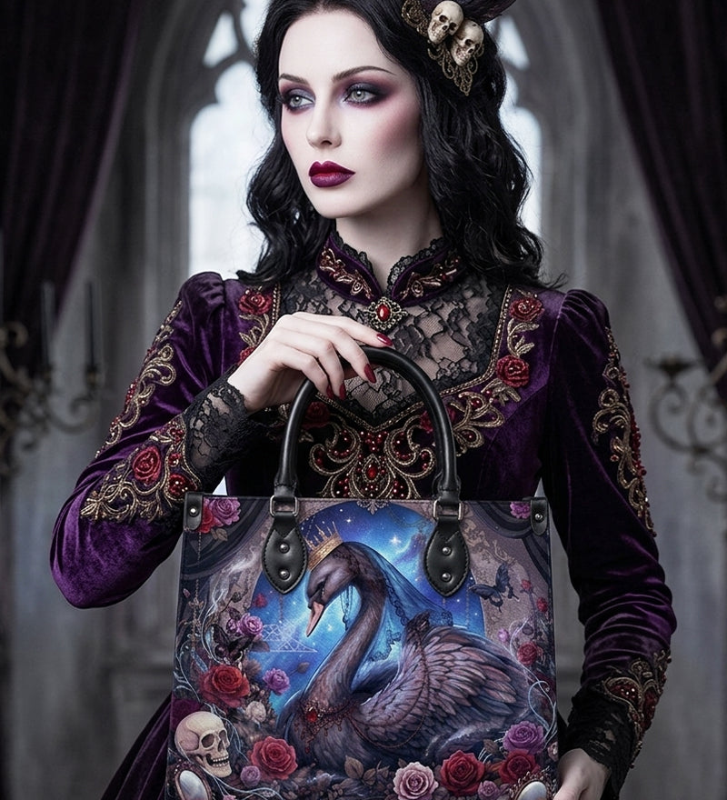 "Nocturne Swan" Leather Handbag