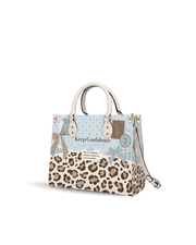 Aqua Spots Leather Handbag
