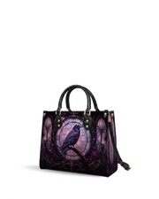Stained Glass Raven Letter Leather Handbag
