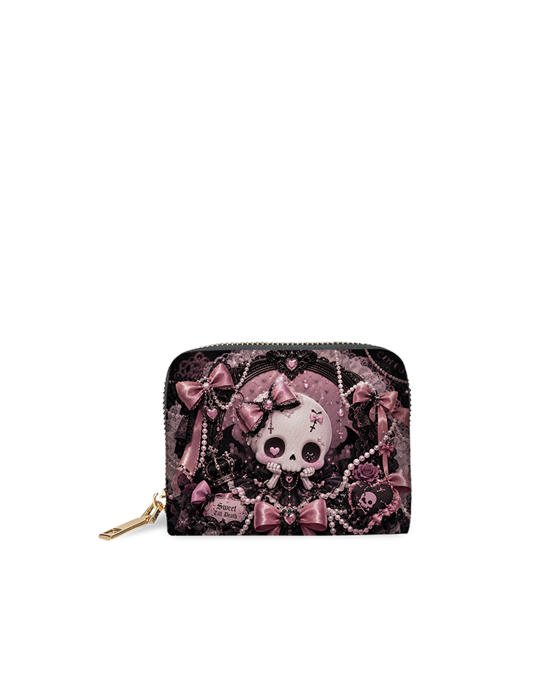 Pink Satin Bone Poem Mini Wallet