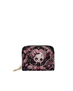 Pink Satin Bone Poem Mini Wallet