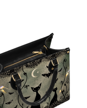 Nocturne Feline Leather Handbag