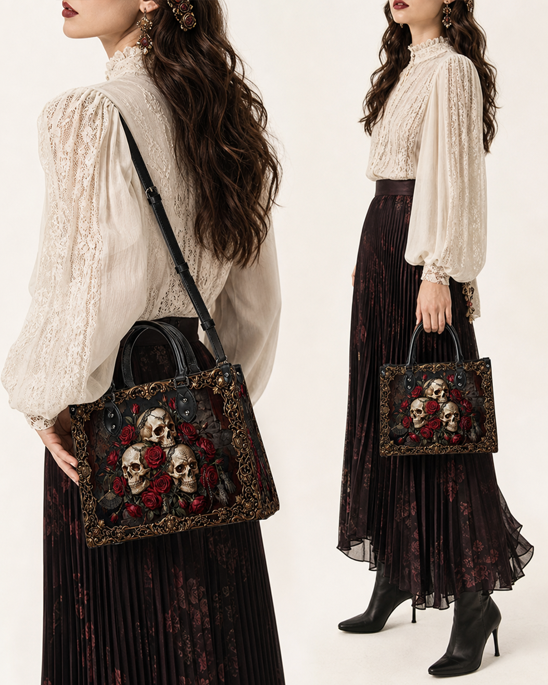 Ashen Bone Leather Handbag