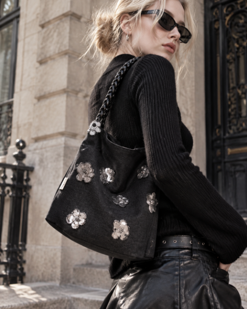 Twilight Metallic Blossom Handbag