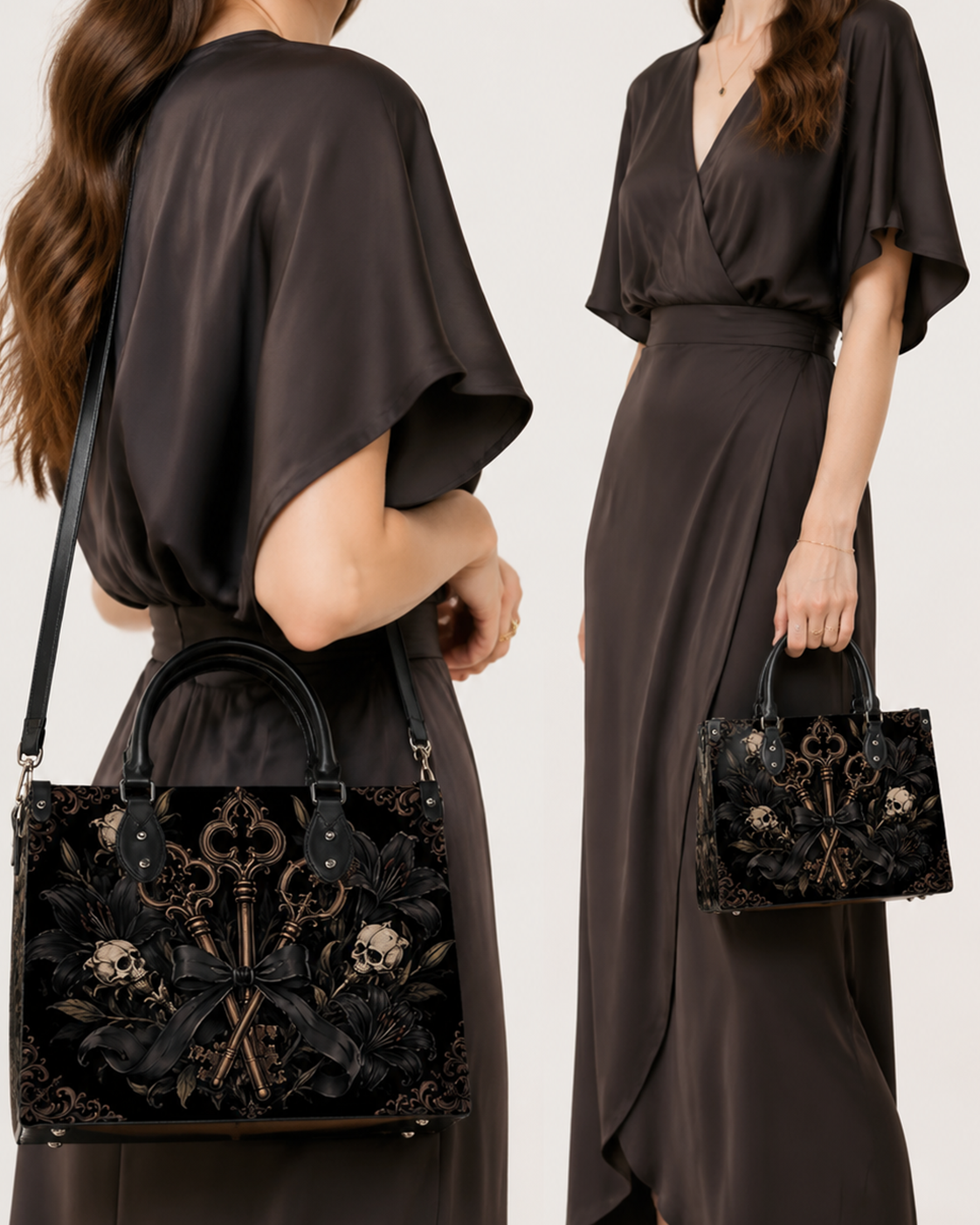 3 keys Leather Handbag