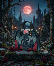 Crimson Moon Dragon Leather Handbag