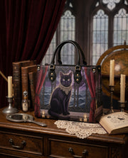 Candlelight Cat Leather Handbag