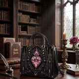 Crystal Heart Leather Handbag