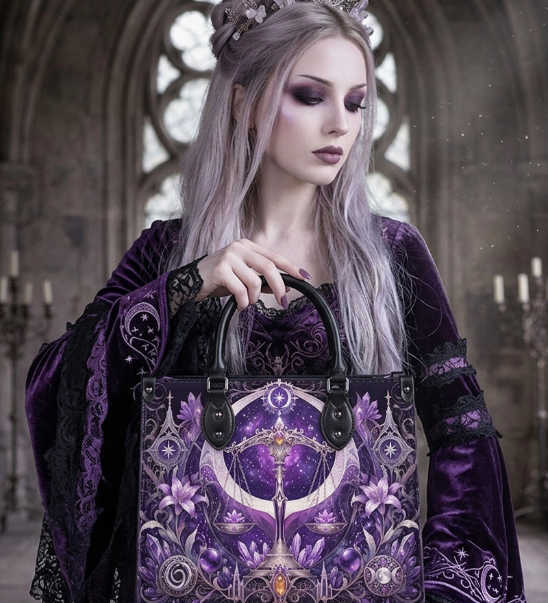 Libra｜Purple Leather Handbag