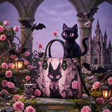Pink Noir Cat Leather Handbag