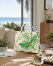Azure Bird(Abundance) Leather Handbag