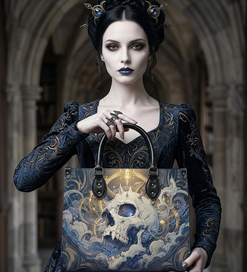 Horned Skull Leather Handbag