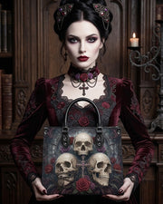 Trinity Skulls Leather Handbag