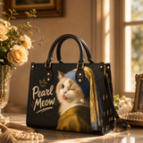 Pearl Meow Leather Handbag