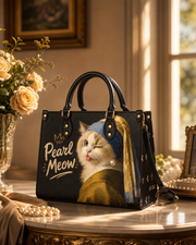Pearl Meow Leather Handbag