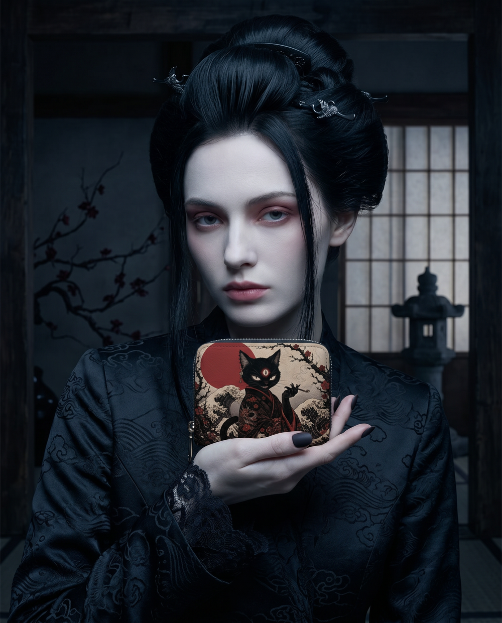 Crimson Bakeneko Mini Wallet