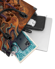 Skull Vortex Leather Handbag